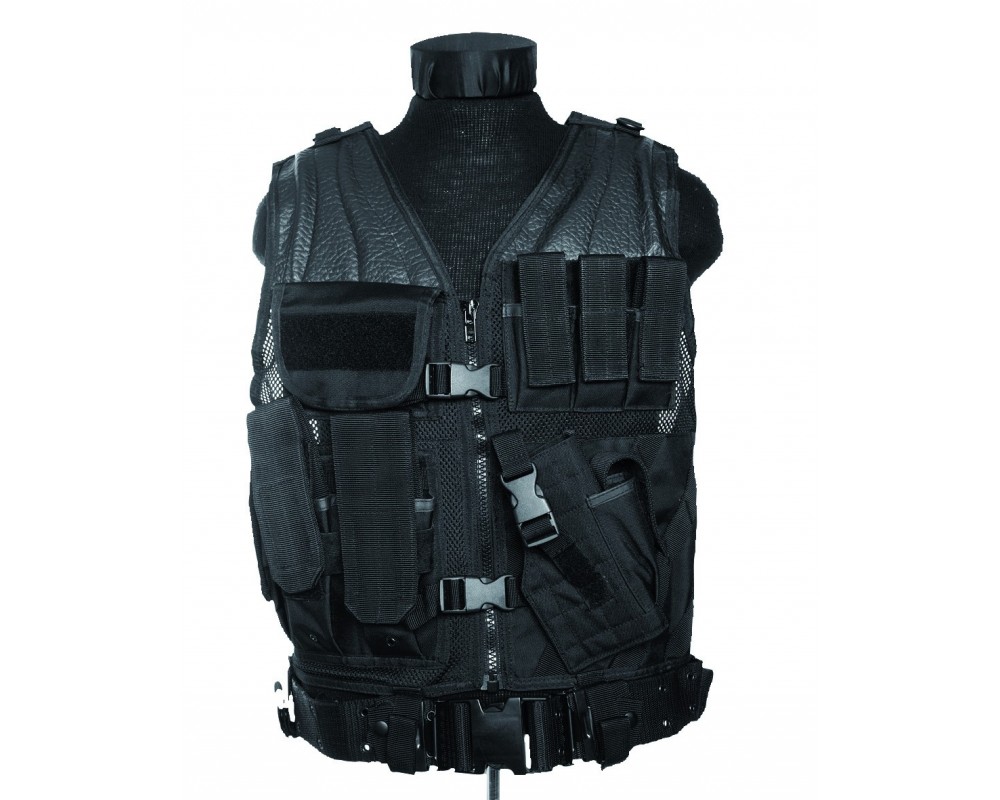 Mil-Tec Taktikaline vest püstolikabuuriga (must)