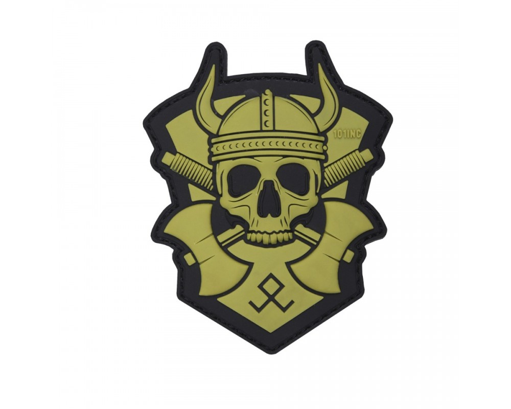 PVC PATCH VIKING WITH HATCHET GREEN