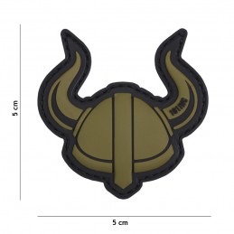 PVC PATCH VIKING HELMET GREEN