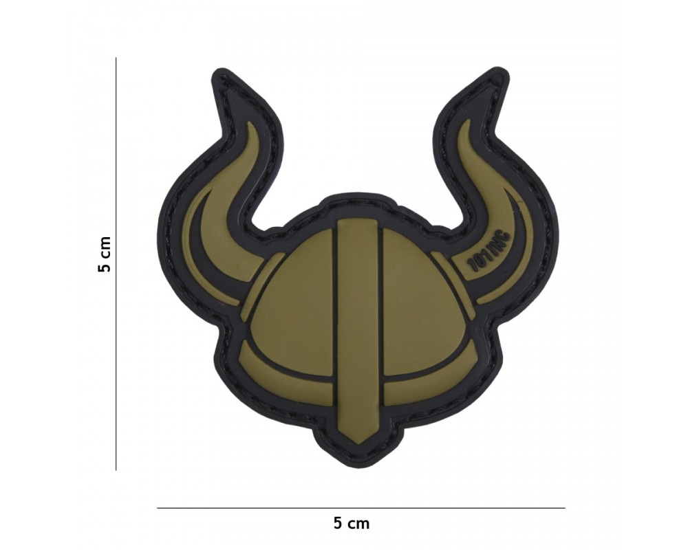 PVC PATCH VIKING HELMET GREEN